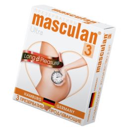 Презервативы Masculan, ultra 3, продлевающие, 19 см, 5,3 см, 3 шт.