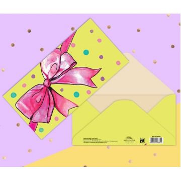 Конверт Розовый бант, 16.5 × 8 см